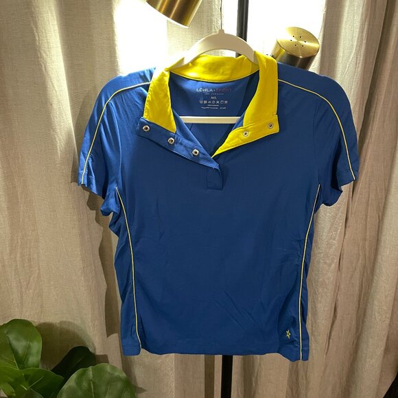 Lohla Sport Golf Womens Melissa Top M/L - Shortsleeve - Blue/Yellow - Picture 1 of 6